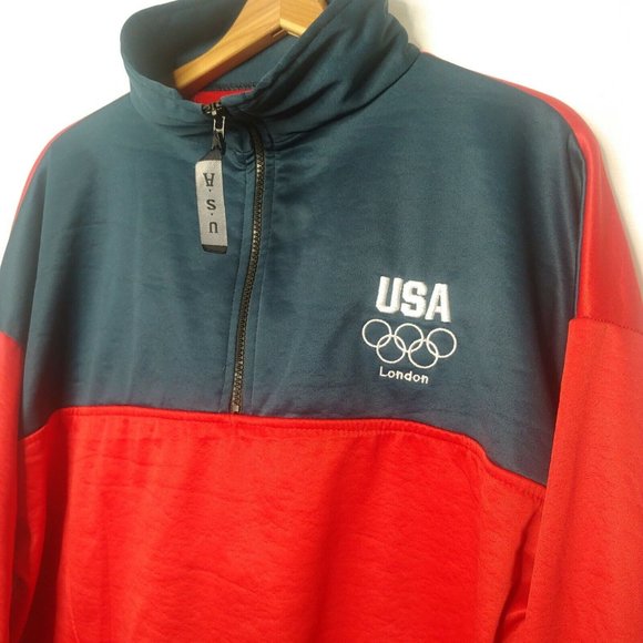 United States Olympic Committee USA London Mens XXL Pullover Jacket Red Blue - Picture 4 of 9